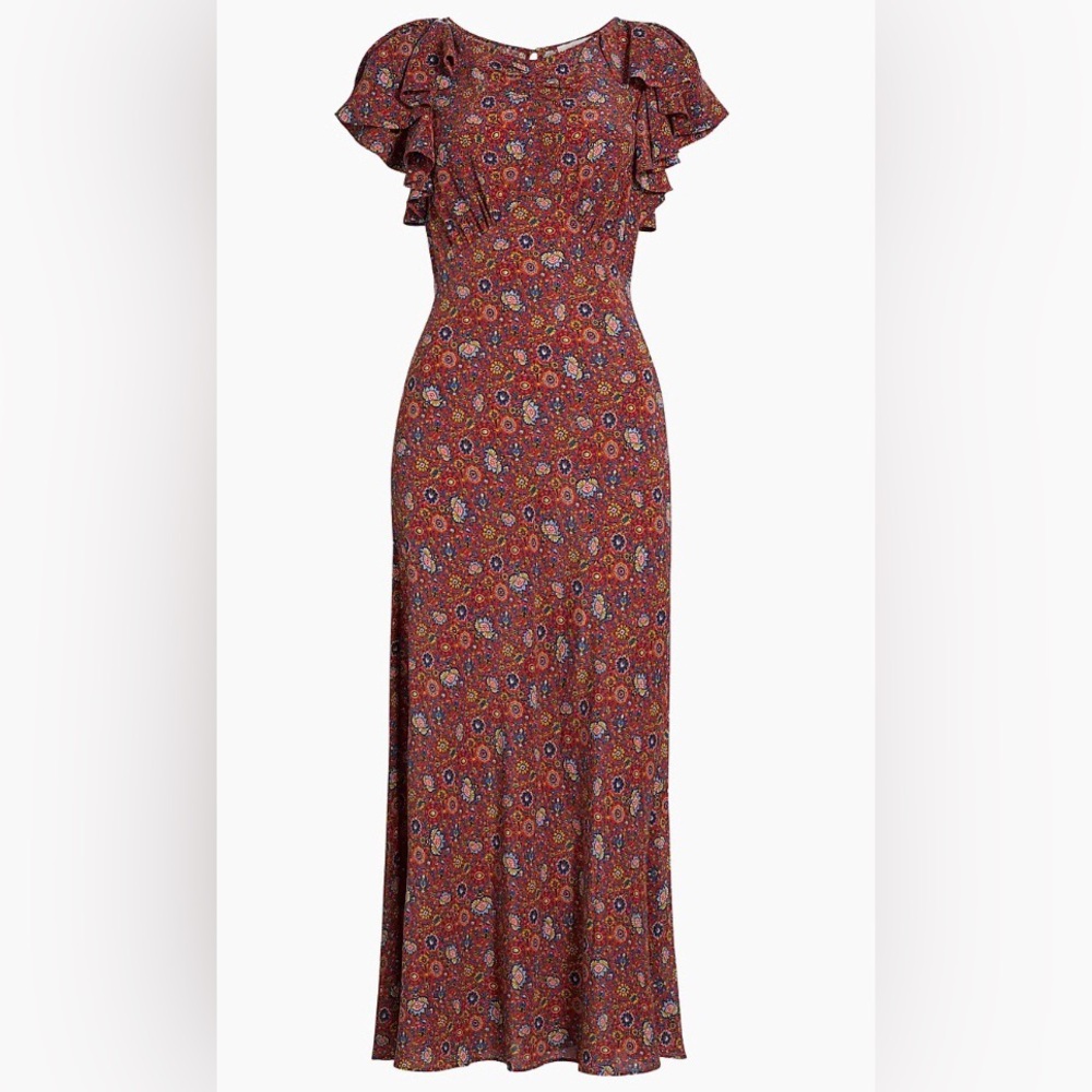 Doen Beatriz Floral Silk Short-Sleeve Maxi Dress